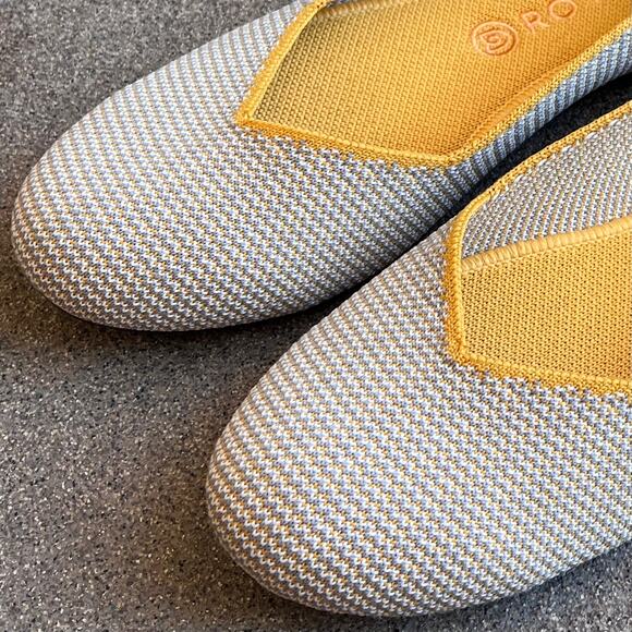 Rothy's The Flat Dandelion Triple Stitch Women 11.5 Shoe Yellow Grey White Flats - Picture 6 of 15